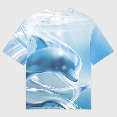 Мужская футболка оверсайз Дельфин в лазурном океане / 3D-принт – фото 2