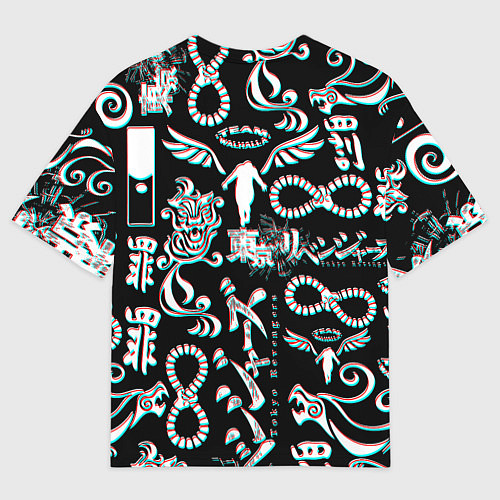 Мужская футболка оверсайз ТОКИЙСКИЕ МСТИТЕЛИ ГЛИТЧ, GLITCH / 3D-принт – фото 2