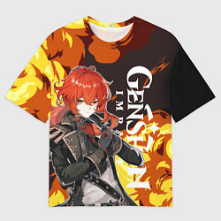 Футболка оверсайз мужская ДИЛЮК ПИРО ВЗРЫВ DILUC, цвет: 3D-принт