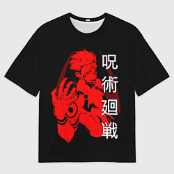 Мужская футболка оверсайз СУКУНА ДЕМОН, МАГИЧЕСКАЯ БИТВА НА СПИНЕ