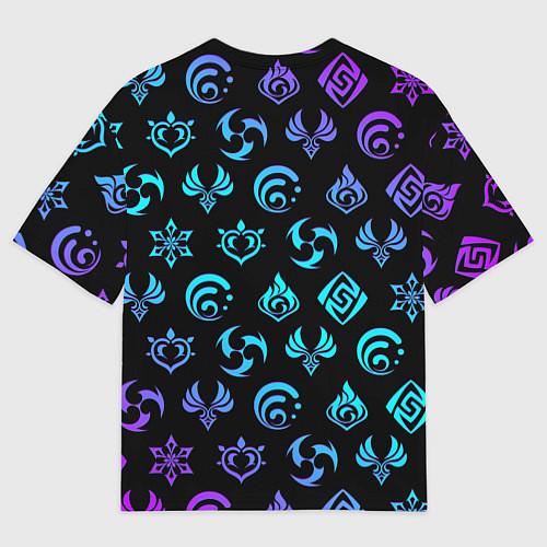 Мужская футболка оверсайз NEON SYMBOL HERO GENSHIN IMPACT / 3D-принт – фото 2