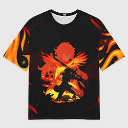 Мужская футболка оверсайз DILUC FIRE GENSHIN IMPACT НА СПИНЕ