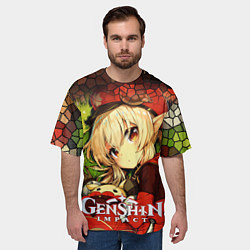 Футболка оверсайз мужская Кли - искорка из Genshin Impact, цвет: 3D-принт — фото 2