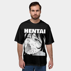 Футболка оверсайз мужская HENTAI девочка ahegao, цвет: 3D-принт — фото 2