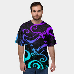 Футболка оверсайз мужская НЕОНОВОЕ ТАТУ ДРАКЕНА УЗОР, цвет: 3D-принт — фото 2
