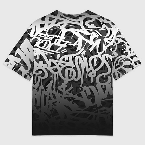 Мужская футболка оверсайз GRAFFITI WHITE TAGS ГРАФФИТИ / 3D-принт – фото 2