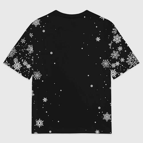 Мужская футболка оверсайз НОВОГОДНИЙ HOLLOW KNIGHT ЧЁРНЫЙ / 3D-принт – фото 2
