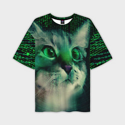 Мужская футболка оверсайз Cat in The Digital World