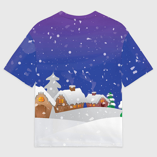 Мужская футболка оверсайз Новогодний пингвин с шариком / 3D-принт – фото 2