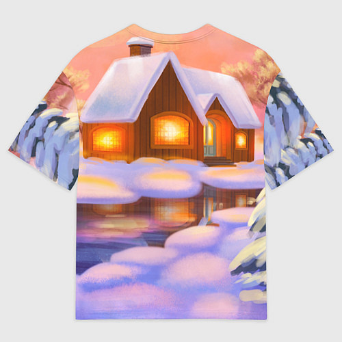 Мужская футболка оверсайз Медвежонок Новогоднее настроение / 3D-принт – фото 2