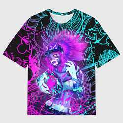 Мужская футболка оверсайз KDA NEON DRAGON LEAGUE OF LEGENDS, НЕОНОВЫЕ БРЫЗГИ
