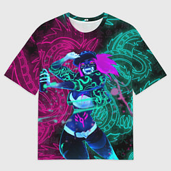Мужская футболка оверсайз KDA NEON DRAGONS LEAGUE OF LEGENDS НЕОНОВЫЕ ДРАКОН