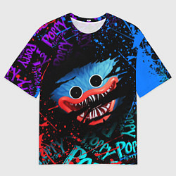 Мужская футболка оверсайз POPPY PLAYTIME ЛИЦО МОНСТРА ХАГИ ВАГИ