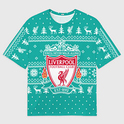 Мужская футболка оверсайз НОВОГОДНИЙ СВИТЕР LIVERPOOL