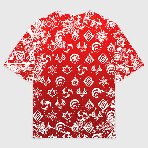 Мужская футболка оверсайз НОВОГОДНИЕ СТИХИИ ГЕНШИН ИМПАКТ, НОВЫЙ ГОД / 3D-принт – фото 2