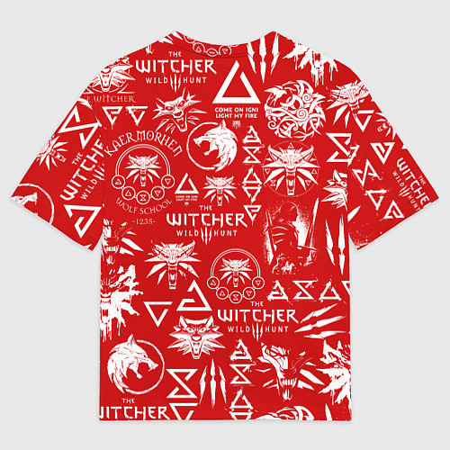 Мужская футболка оверсайз THE WITCHER LOGOBOMBING ЛОГОТИПЫ ВЕДЬМАКА / 3D-принт – фото 2