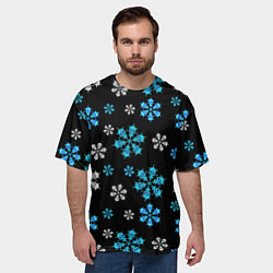 Футболка оверсайз мужская Снежинки Черепа черный, цвет: 3D-принт — фото 2