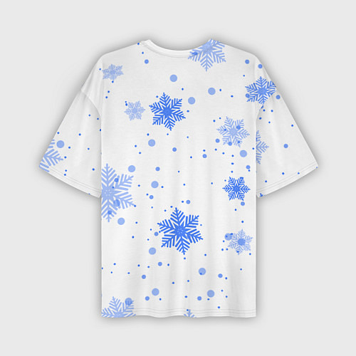 Мужская футболка оверсайз Голубые снежинки падают / 3D-принт – фото 2