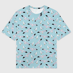 Футболка оверсайз мужская Чайки паттерн, цвет: 3D-принт