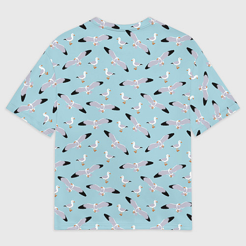 Мужская футболка оверсайз Чайки паттерн / 3D-принт – фото 2