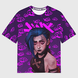 Футболка оверсайз мужская League Of Legends ARCANE JINX НЕОН, цвет: 3D-принт