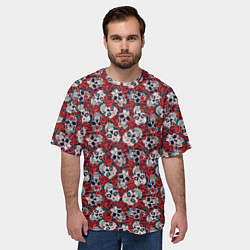 Футболка оверсайз мужская Skulls & roses, цвет: 3D-принт — фото 2