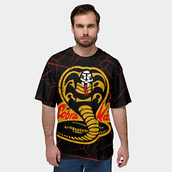 Футболка оверсайз мужская Кобра кай и красный узор, цвет: 3D-принт — фото 2