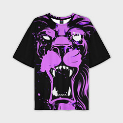 Мужская футболка оверсайз Neon pink lion