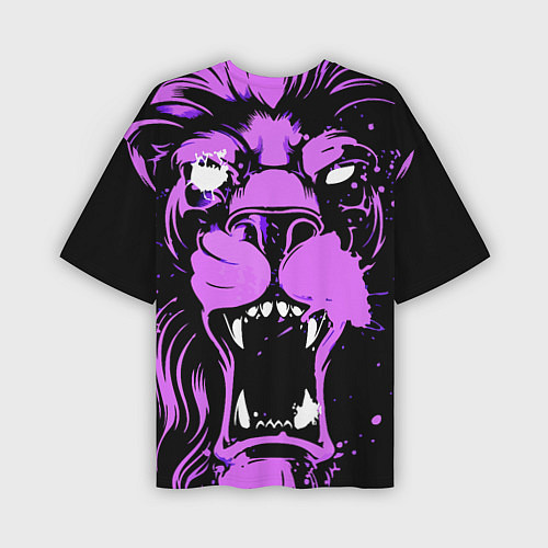 Мужская футболка оверсайз Neon pink lion / 3D-принт – фото 2