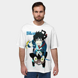 Футболка оверсайз мужская Рин и Куро - Синий Экзорцист, цвет: 3D-принт — фото 2