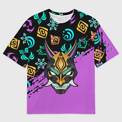 Футболка оверсайз мужская Genshin Impact - Маска Сяо Лин, цвет: 3D-принт