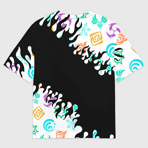 Мужская футболка оверсайз Genshin Impact - Пламя Маска Сяо / 3D-принт – фото 2