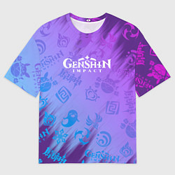 Футболка оверсайз мужская Стихии Геншин Импакт, цвет: 3D-принт
