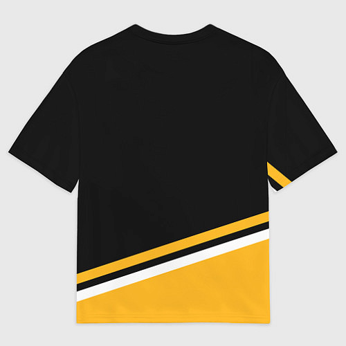Мужская футболка оверсайз Бостон Брюинз, Boston Bruins Диагональные полосы / 3D-принт – фото 2
