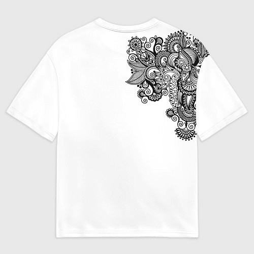 Мужская футболка оверсайз Черно Белые КруЖева / 3D-принт – фото 2