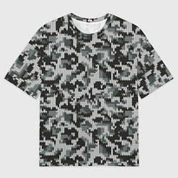 Мужская футболка оверсайз Серый Вязаный Камуфляж