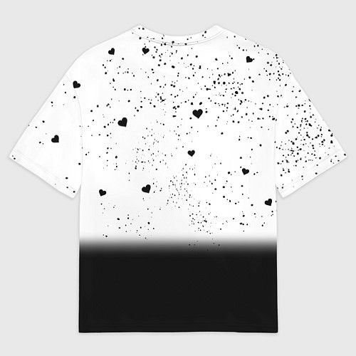 Мужская футболка оверсайз Котик в тумане Сердечки / 3D-принт – фото 2
