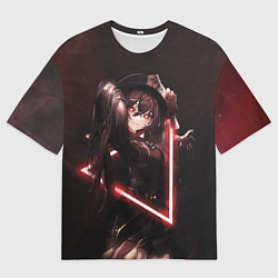 Футболка оверсайз мужская Ху Тао в неоновом треугольнике Genshin Impact, цвет: 3D-принт