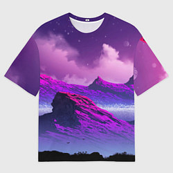 Мужская футболка оверсайз Горы Закат Аниме