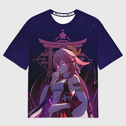 Мужская футболка оверсайз Genshin Impact - Гудзи Яэ Мико