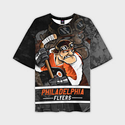 Футболка оверсайз мужская Филадельфия Флайерз, Philadelphia Flyers, цвет: 3D-принт