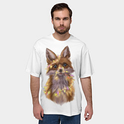 Футболка оверсайз мужская Fox with a garland, цвет: 3D-принт — фото 2