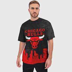 Футболка оверсайз мужская Chicago Bulls, Чикаго Буллз Город, цвет: 3D-принт — фото 2