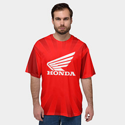 Футболка оверсайз мужская Honda красные линии, цвет: 3D-принт — фото 2
