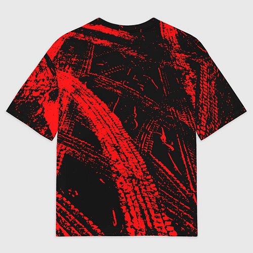 Мужская футболка оверсайз Honda следы от шин / 3D-принт – фото 2