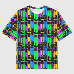 Мужская футболка оверсайз Красочные Гитары