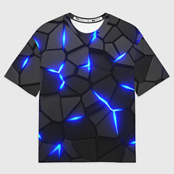 Футболка оверсайз мужская КИБЕРПАНК БРОНЯ: СИНЯЯ СТАЛЬ, цвет: 3D-принт