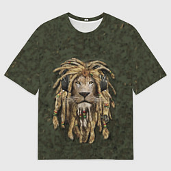 Футболка оверсайз мужская Лев в дредах, цвет: 3D-принт