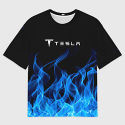 Мужская футболка оверсайз Tesla Fire