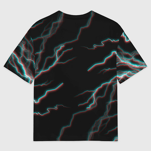 Мужская футболка оверсайз Tesla Glitch молнии / 3D-принт – фото 2
